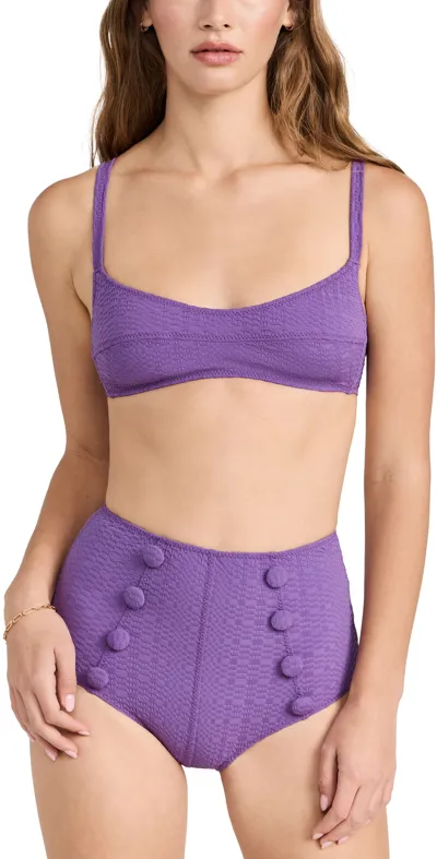 Lisa Marie Fernandez Balconette High-waist Bikini Set Blueberry Seersucke 4 In Pink