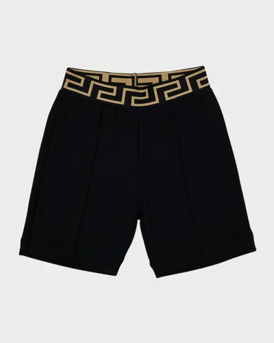 Versace Boys' Medusa Embroidered Fleece Shorts - Big Kid In Black+gold