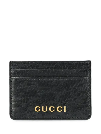 Gucci Logo Script Detail Card Case In Black