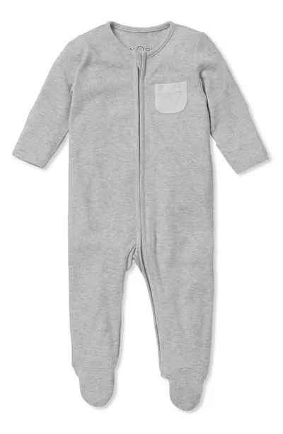 Mori Kids' Clever Zip Footie In Gray Marl