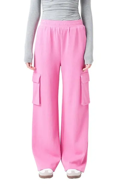 Grey Lab Stretch Cotton Knit Wide Leg Pants In Pink