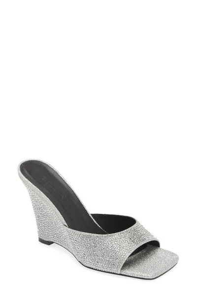 Billini Maria Rhinestone Pavé Wedge Sandal In Silver Rhinestone