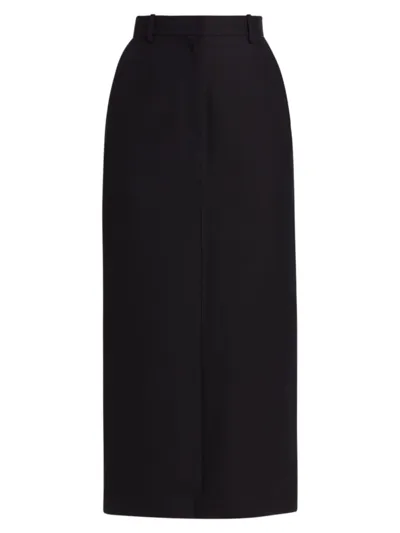 Co Tailored Pencil Wool Midi Skirt In Black