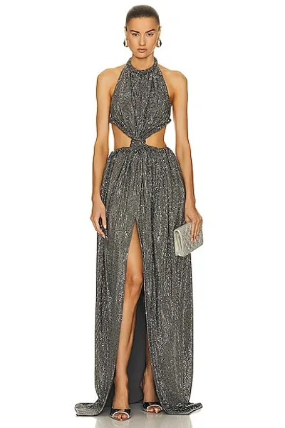 Area Crystal-embellished Knot Gown In Charcoal