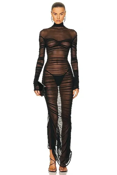 Mugler Fishnet Dress In Black