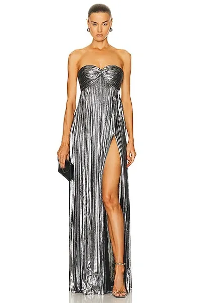 Retroféte Zoa Pleated Maxi Dress In Gunmetal