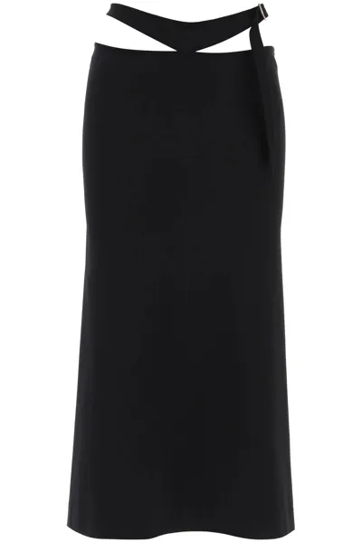 Attico Cut-out Midi Skirt In Black