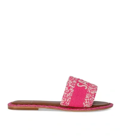 De Siena Shoes Ibiza Beaded Slides In Fucsia