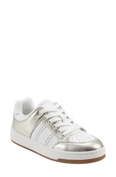 Marc Fisher Ltd Flynnt Sneaker In Ivory Metallic Leather