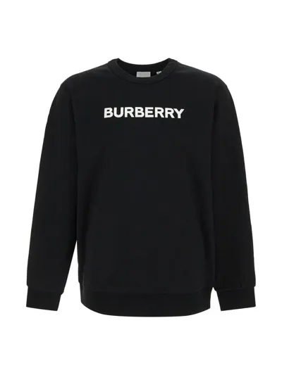 Burberry Logo Detail Cotton Sweatshirt In Black