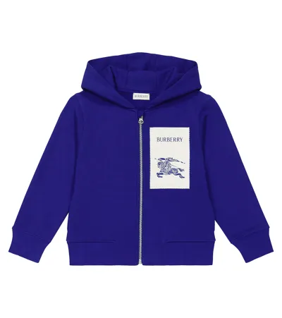 Burberry Kids' Ekd Cotton Jersey Hoodie In Blue