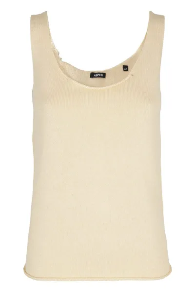 Aspesi Scoop Neck Knitted Vest Top In White