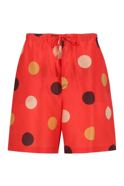 Aspesi Polka Dot Printed Drawstring Shorts In Multi