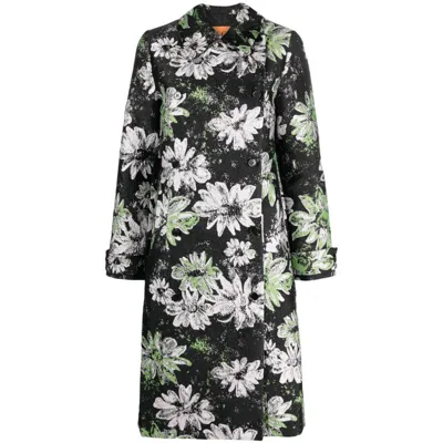 Stine Goya Wessi Glitter Bloom-print Coat In Black