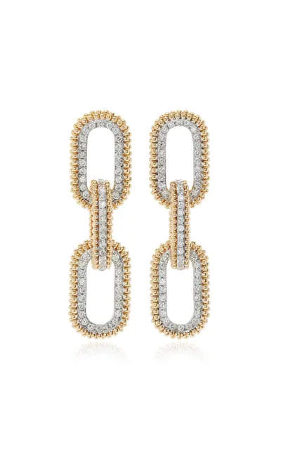 Harakh Diamond Beaded Paperclip Drop Earrings In 18k Yellow Gold, 0.7 Ct. T. W.