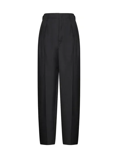 Lemaire Pleated-waist Virgin-wool Trousers In Black