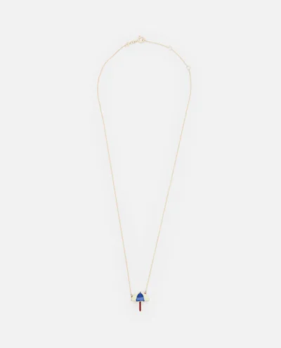 Aliita 9k Gold Sombrilla Enamel Necklace In Blue