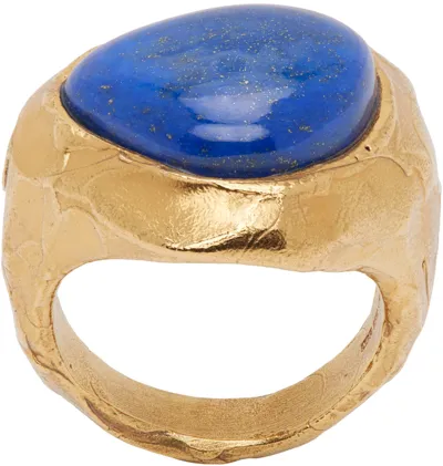 Alighieri The Horizon Calling Gold Vermeil Lapis Lazuli Ring In 24 Gold