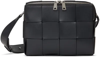 Bottega Veneta Black Small Cassette Bag In 2077 Ardoise-silver