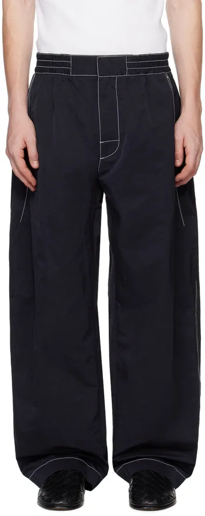 Bottega Veneta Navy Topstitched Sweatpants In 4121-navy