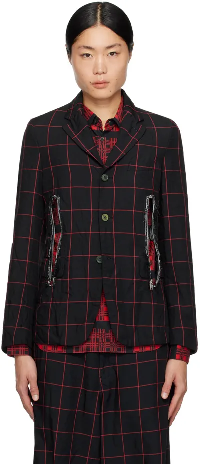 Black Comme Des Garçons Black & Red Vented Blazer In 1 Black/red