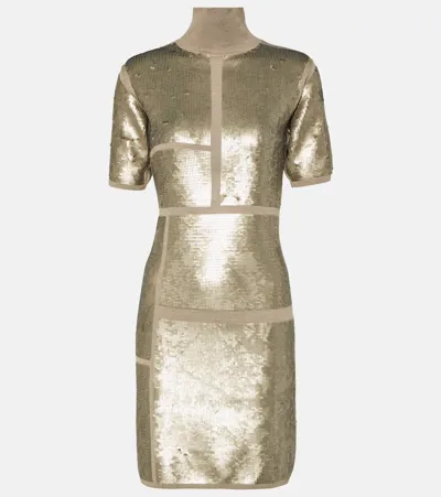 Joseph Sequined Wool-blend Minidress In Beige