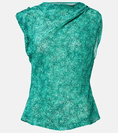 Isabel Marant Samia Silk-blend Top In Green