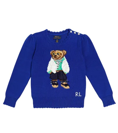 Polo Ralph Lauren Kids' Polo Bear Cotton Sweater In Sapphire Star