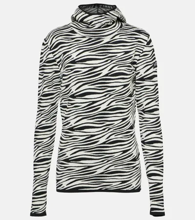 Jet Set Zoey Zebra-print Jacquard Hoodie In Black White