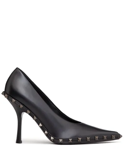 Valentino Garavani Rockstud 100mm Leather Pumps In Black