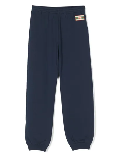 Gucci Kids' Pantalone Sportivo Con Logo In Blue