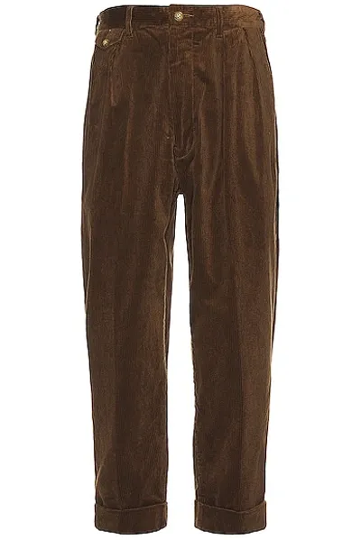 Beams 2 Pleats Corduroy Pant In Golden Brown