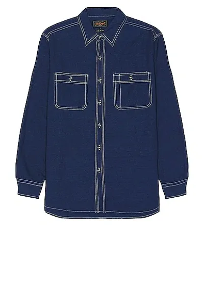 Beams Work Indigo Chambray Shirt