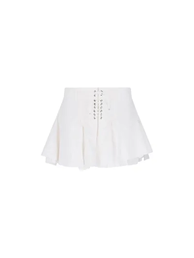 Ludovic De Saint Sernin Pleated Poplin Lace-up Mini Skirt In White