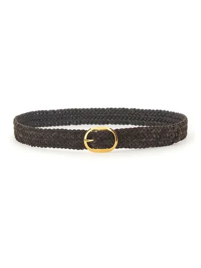 Tom Ford Braided Buckle Belt In Brown