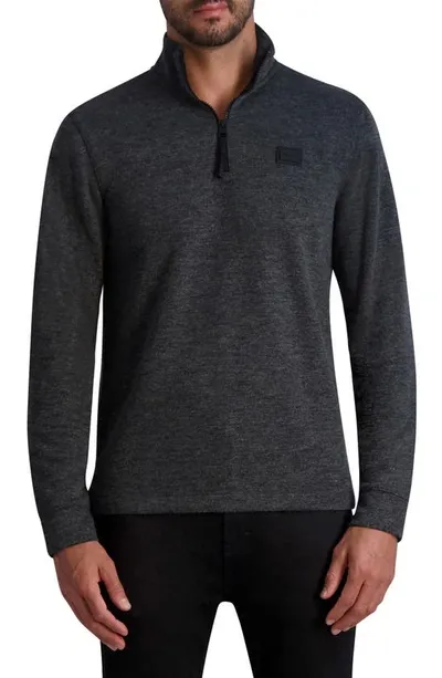 Karl Lagerfeld Brushed Slim Fit Quarter Zip Mock Neck Sweatshirt In Gray