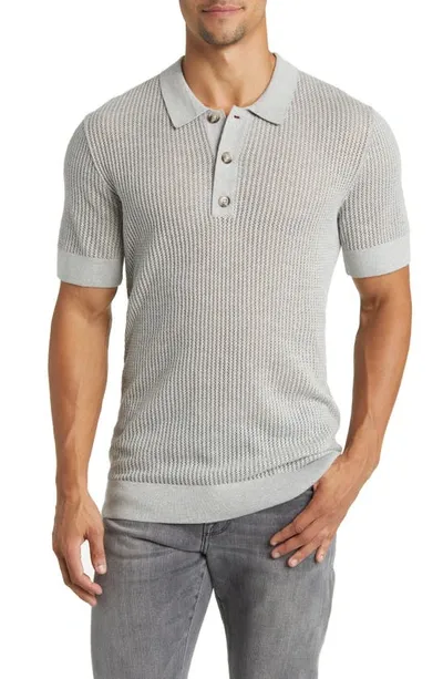 Rails Nathan Short Sleeve Polo Sweater In Grey Melange