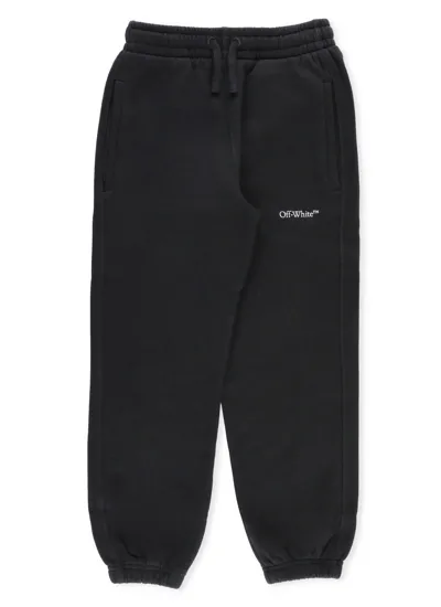 Off-white Kids' Bookish Bit Logo Cotton Sweatpants In Black