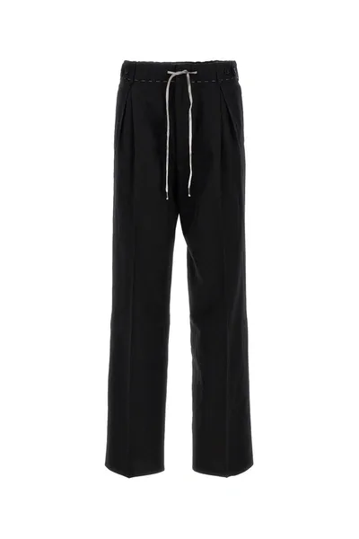 Maison Margiela Cotton Trousers In Black