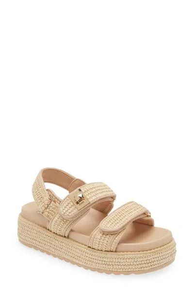 Steve Madden Bigmona Raffia Slingback Platform Sandal In Natural Raffia