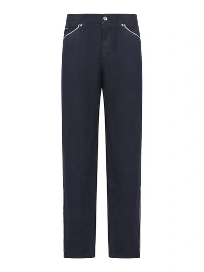 Dolce & Gabbana Side-stripe Selvedge-denim Straight-leg Jeans In Multicolour