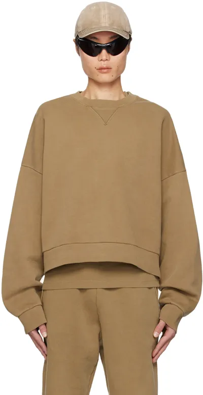 Entire Studios Box Crew Washed Cotton Sweatshirt In Beige