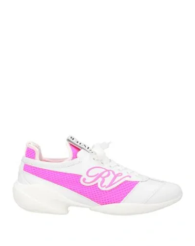 Roger Vivier Viv Match Embossed Leather And Mesh Sneakers In White