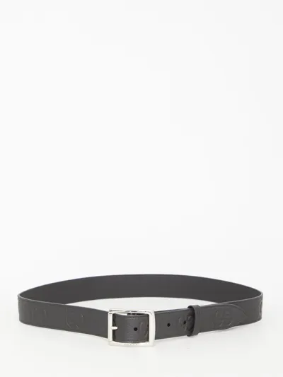 Gucci Gg Embossed Buckle Belt In Black