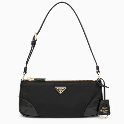 Prada Re-edition 2002 Black Re-nylon Shoulder Bag With Logo