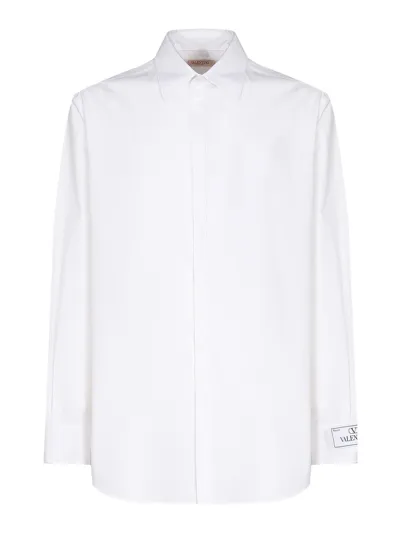 Valentino Sartorial Label Cotton Shirt In White