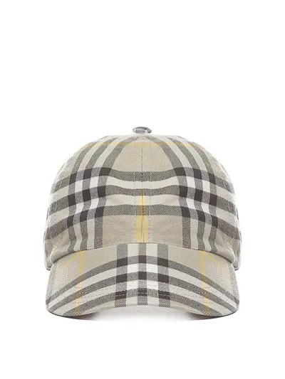 Burberry Check Pattern Baseball Cap In Beige