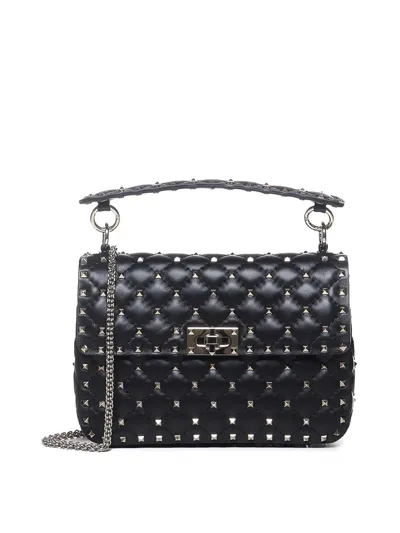 Valentino Garavani Garavani Rockstud Spike Foldover Top Crossbody Bag In Black