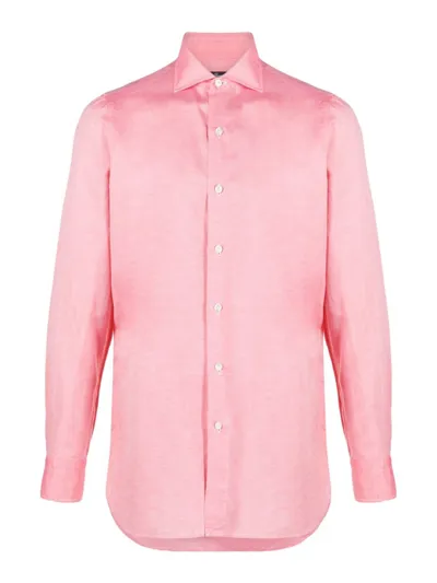 Finamore 1925 Plain Long-sleeve Shirt In Rojo