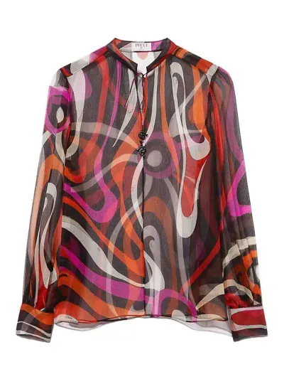 Emilio Pucci Printed Silk Blouse In Multicolour